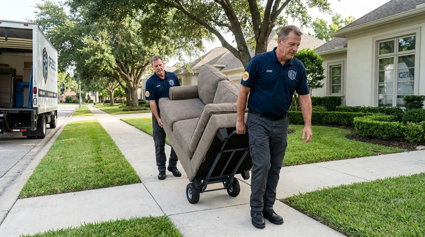 Local residential moving crew loading furniture in Ashland, VA