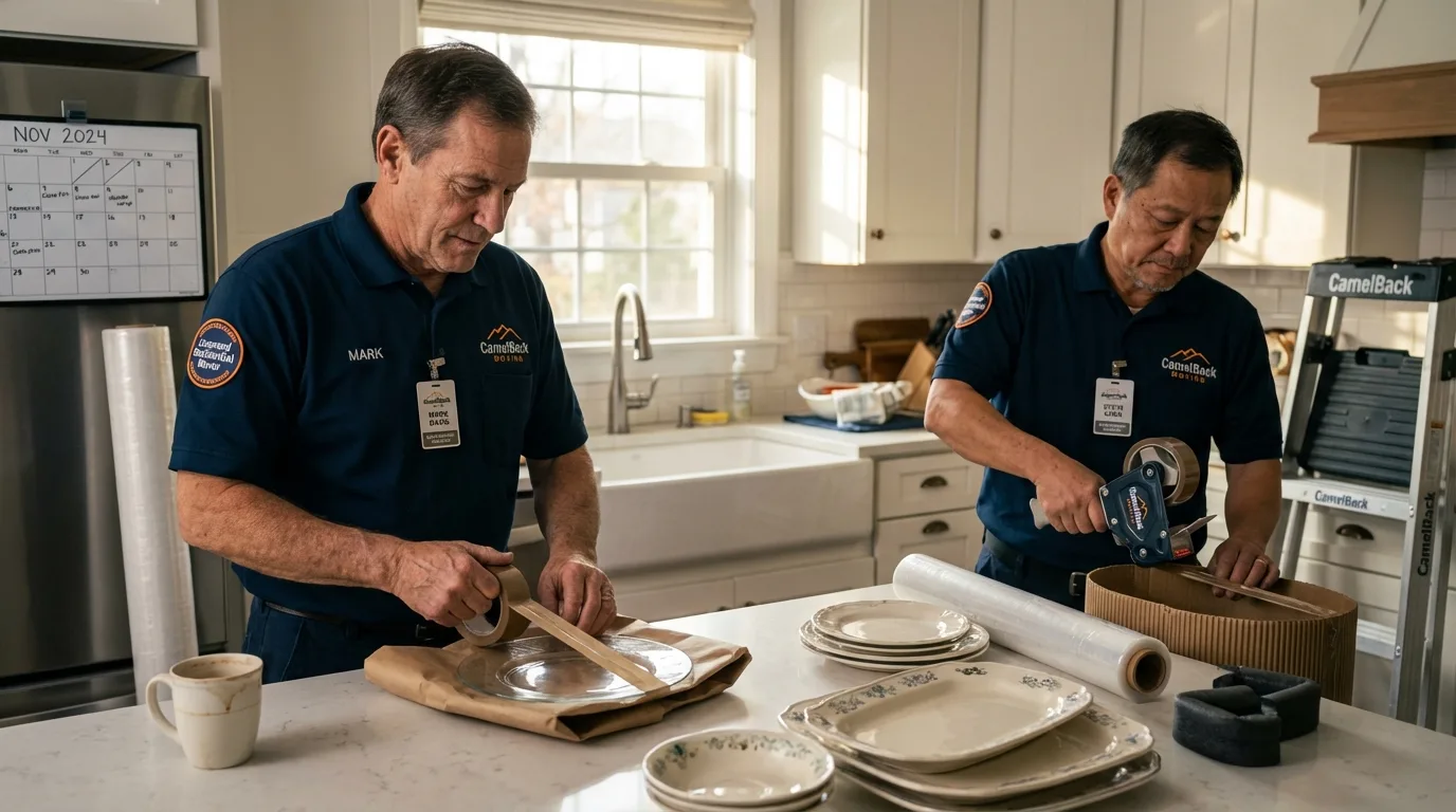 Professional crew packing kitchen dishware in Ashland, VA